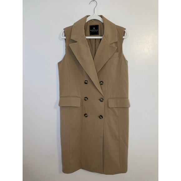 Bagatelle Collection Womens Camel Double Breasted Coat Dress Old Money Large - Picture 1 of 7